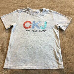 Sz 6 VGUC Calvin Klein Gray Logo Tee